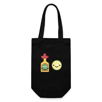 Souriant Tequila Bouteille Lime Mexicain Alcool Jeu de mots - Sac à bouteille - noir - Devant