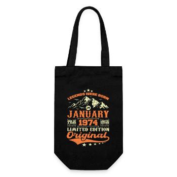 Legendary Since January 1974 Vintage Retro 1974 - Gift Bag for Bottles - black - Front