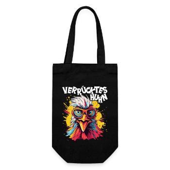Huhn Hühner Hühnerbesitzer Verrücktes Huhn - Geschenkbeutel für Flaschen - Schwarz - Vorne