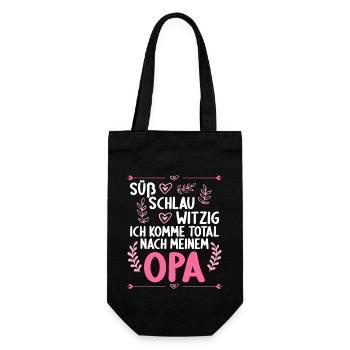 Ich komme total nach meinem Opa Enkelin Enkel - Geschenkbeutel für Flaschen - Schwarz - Vorne