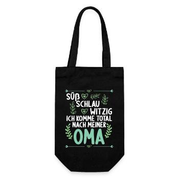 Ich komme total nach meiner Oma Enkelin Enkel - Geschenkbeutel für Flaschen - Schwarz - Vorne