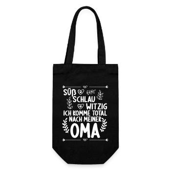Ich komme total nach meiner Oma Enkelin Enkel - Geschenkbeutel für Flaschen - Schwarz - Vorne