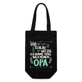 Ich komme total nach meinem Opa Enkelin Enkel - Geschenkbeutel für Flaschen - Schwarz - Vorne