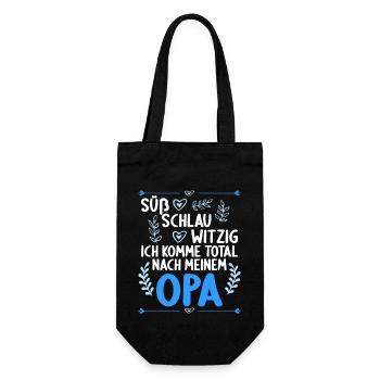 Ich komme total nach meinem Opa Enkelin Enkel - Geschenkbeutel für Flaschen - Schwarz - Vorne