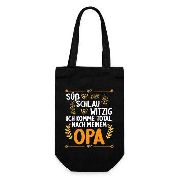 Ich komme total nach meinem Opa Enkelin Enkel - Geschenkbeutel für Flaschen - Schwarz - Vorne