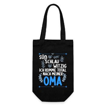 Ich komme total nach meiner Oma Enkelin Enkel - Geschenkbeutel für Flaschen - Schwarz - Vorne