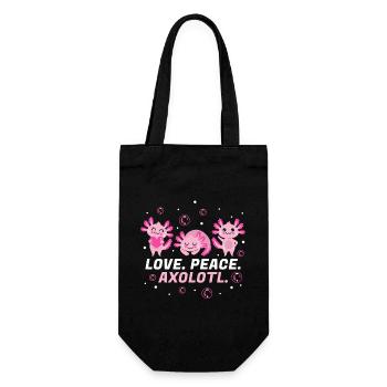 Axolotl Geschenk Liebe Frieden Axolotl - Geschenkbeutel für Flaschen - Schwarz - Vorne