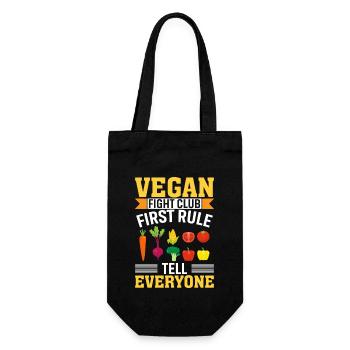 First Rule of the Vegan Fight Club: Tell Everyone - Gift Bag for Bottles - black - Front