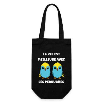 Oiseaux perruches humour petite perruche - Sac à bouteille - noir - Devant