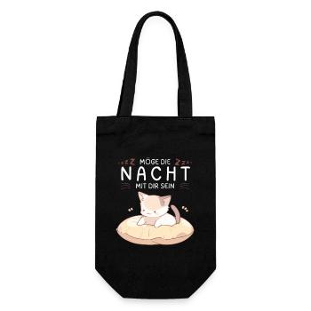 Möge die Nacht mit dir sein - Schlafshirt Katze - Geschenkbeutel für Flaschen - Schwarz - Vorne