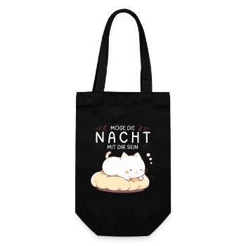 Möge die Nacht mit dir sein - Schlafshirt Katze - Geschenkbeutel für Flaschen - Schwarz - Vorne