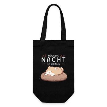 Möge die Nacht mit dir sein - Schlafshirt Katze - Geschenkbeutel für Flaschen - Schwarz - Vorne