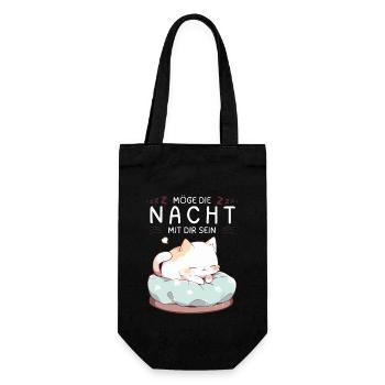 Möge die Nacht mit dir sein - Schlafshirt Katze - Geschenkbeutel für Flaschen - Schwarz - Vorne