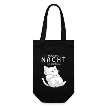 Möge die Nacht mit dir sein - Schlafshirt Katze - Geschenkbeutel für Flaschen - Schwarz - Vorne