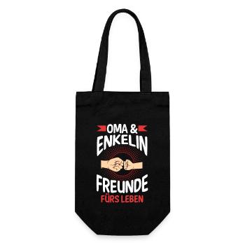 Oma Großmutter und Enkelin - Geschenkbeutel für Flaschen - Schwarz - Vorne
