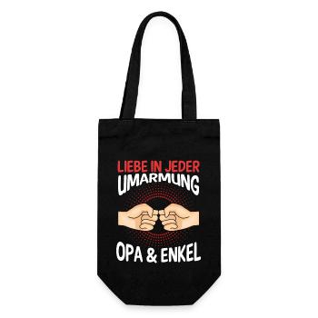 Großvater Opa und Enkel - Geschenkbeutel für Flaschen - Schwarz - Vorne