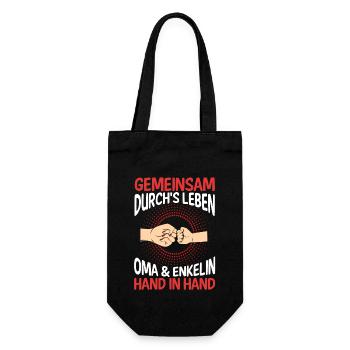 Oma Großmutter und Enkelin - Geschenkbeutel für Flaschen - Schwarz - Vorne