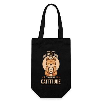 Embracing my inner yogi with a touch of cattitude - Geschenkbeutel für Flaschen - Schwarz - Vorne