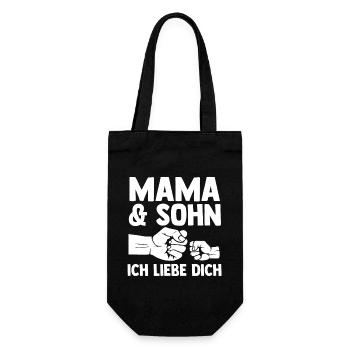 Mutter Muttertag Mama und Sohn - Geschenkbeutel für Flaschen - Schwarz - Vorne