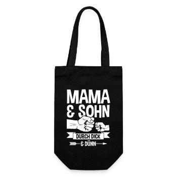 Mutter Muttertag Mama und Sohn - Geschenkbeutel für Flaschen - Schwarz - Vorne