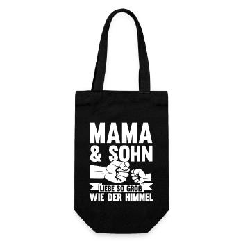 Mutter Muttertag Mama und Sohn - Geschenkbeutel für Flaschen - Schwarz - Vorne
