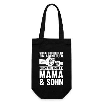 Mutter Muttertag Mama und Sohn - Geschenkbeutel für Flaschen - Schwarz - Vorne