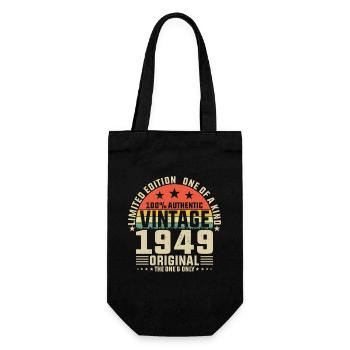 75th Birthday Vintage 1949 - Gift Bag for Bottles - black - Front
