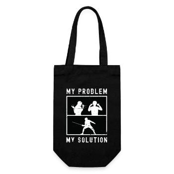 Fencer My Problem My Solution Pictogram Dad Mom - Geschenkbeutel für Flaschen - Schwarz - Vorne