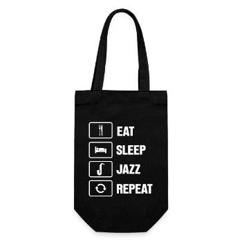 Eat Sleep Jazz Repeat Fun Music Routine Saxophon - Geschenkbeutel für Flaschen - Schwarz - Vorne