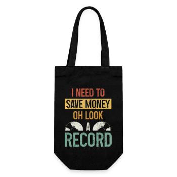 Vinyl Schallplatte Vintage DJ Geschenk - Geschenkbeutel für Flaschen - Schwarz - Vorne