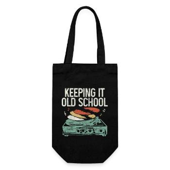 Vinyl Schallplatte Vintage DJ Geschenk - Geschenkbeutel für Flaschen - Schwarz - Vorne