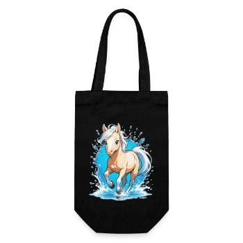 Galoppierendes Pferd - Reiten - Geschenkbeutel für Flaschen - Schwarz - Vorne