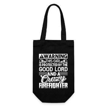 Firefighter Protected By A Crazy Firefighter - Gift Bag for Bottles - black - Front