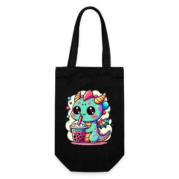 Boba Tea Dragon Kawaii - Gift Bag for Bottles - black - Front
