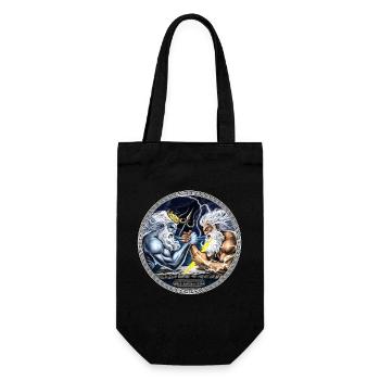 Zeus vs Poseidon Arm Wrestling - Gift Bag for Bottles - black - Front