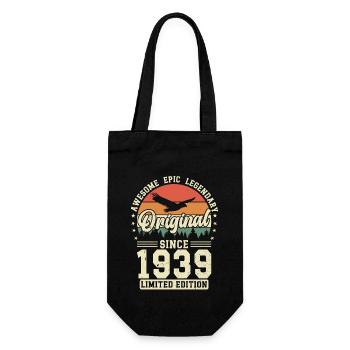Vintage 1939 - 85 Years Birthday - Gift Bag for Bottles - black - Front