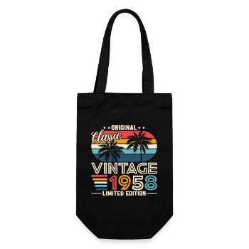 Vintage Geburtstag 1958 - Legendärer 66. Jahrgang - Geschenkbeutel für Flaschen - Schwarz - Vorne