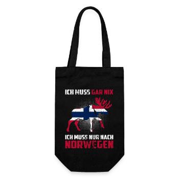 ICH MUSS GAR NIX ICH MUSS NUR NACH Norwegen Skandi - Geschenkbeutel für Flaschen - Schwarz - Vorne