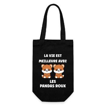Renard amour Petit panda roux - Sac à bouteille - noir - Devant