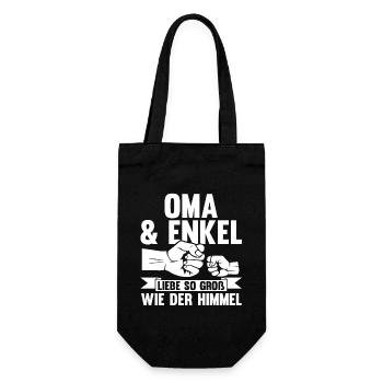 Oma Großmutter und Enkel - Geschenkbeutel für Flaschen - Schwarz - Vorne