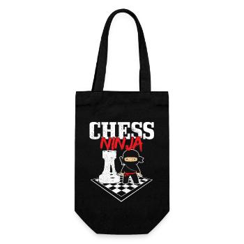 Schach Ninja Schachspieler Geschenk - Geschenkbeutel für Flaschen - Schwarz - Vorne