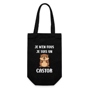 Humour petit castor - Sac à bouteille - noir - Devant