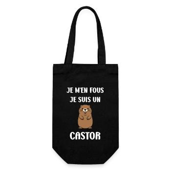 Humour petit castor - Sac à bouteille - noir - Devant