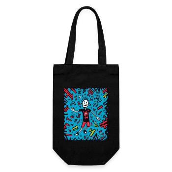 Beaucoup de dessins animés Pop Art Doodle - Sac à bouteille - noir - Devant