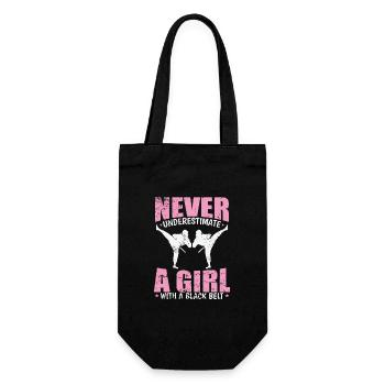 Never underestimate a Black Belt Girl Taekwondo - Geschenkbeutel für Flaschen - Schwarz - Vorne