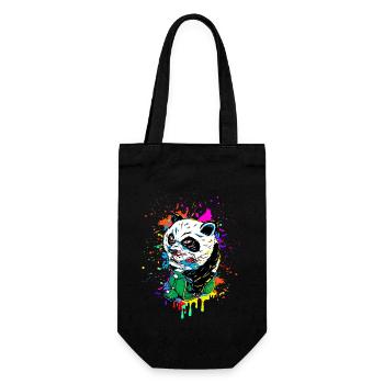 Roller fahrender Panda - Geschenkbeutel für Flaschen - Schwarz - Vorne