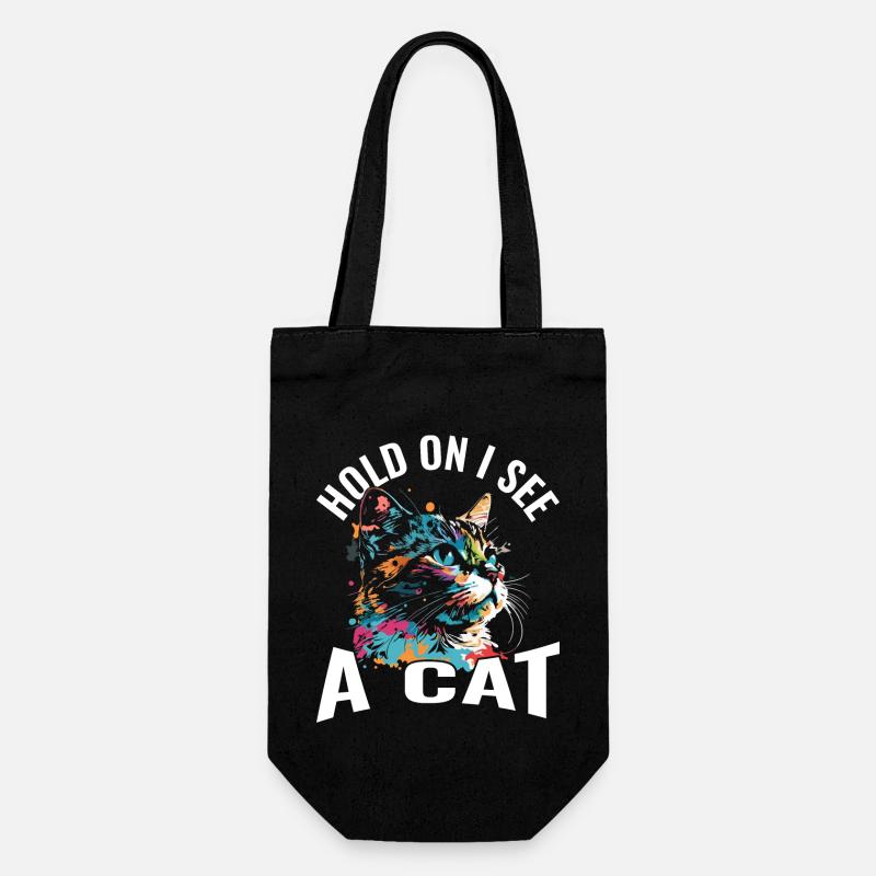 Halte fest, ich sehe eine Katze - Geschenkbeutel für Flaschen - Schwarz