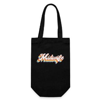 Nurse Midwife Birth Worker Retro - Geschenkbeutel für Flaschen - Schwarz - Vorne