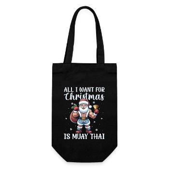 Alles, was ich zu Weihnachten habe, ist Muay Thai - Geschenkbeutel für Flaschen - Schwarz - Vorne
