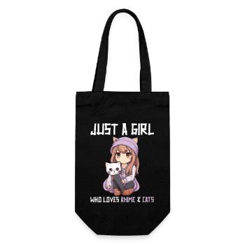 Kawaii Girl Anime Manga Fille et chat - Sac à bouteille - noir - Devant